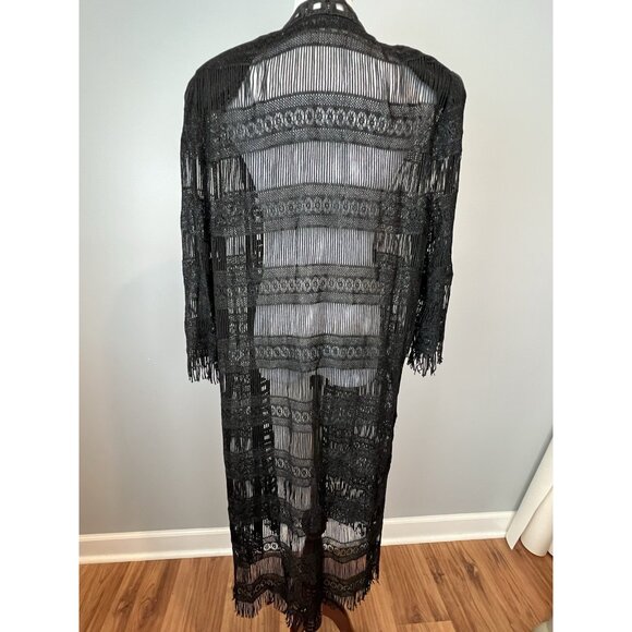 Damianou Black Witchy Duster Size M/L Cardigan Kimono Vintage Whimsigoth - Picture 10 of 14